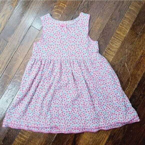 Vintage 90s Pink Blue Floral Sleeveless Girls Dress - Picture 2 of 8